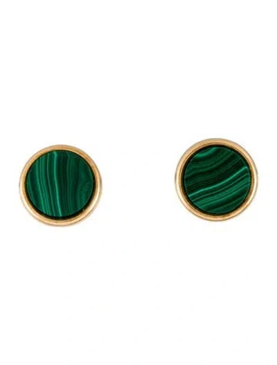 Pre-owned Earrings Peter Brams Designs 14k Malachite Disc Stud  In Multi