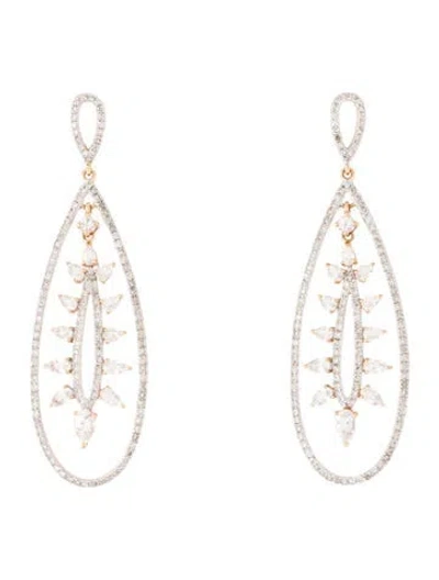 Pre-owned Earrings Philip Press 14k Diamond & Colorless Sapphire Drop  In Multi