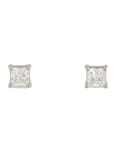 Pre-owned Earrings Platinum 1.05ctw Diamond Stud  In Multi