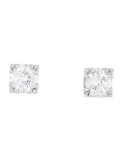 Pre-owned Earrings Platinum 1.12ctw. Diamond Stud  In Multi