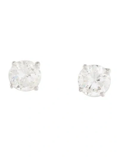 Pre-owned Earrings Platinum 1.15ctw Diamond Stud  In Multi
