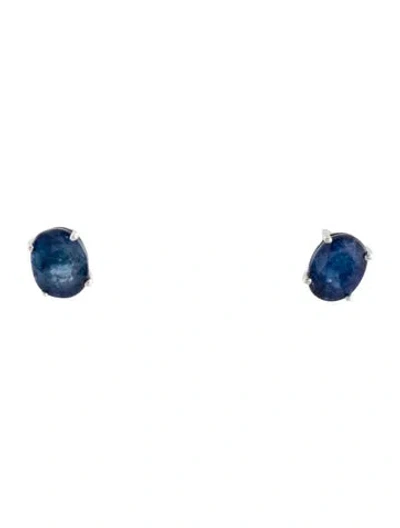 Pre-owned Earrings Platinum 1.21ctw Sapphire Stud  In Multi