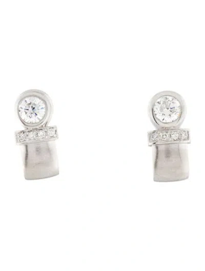 Pre-owned Earrings Platinum 1.29ctw Diamond Earclip  In Multi
