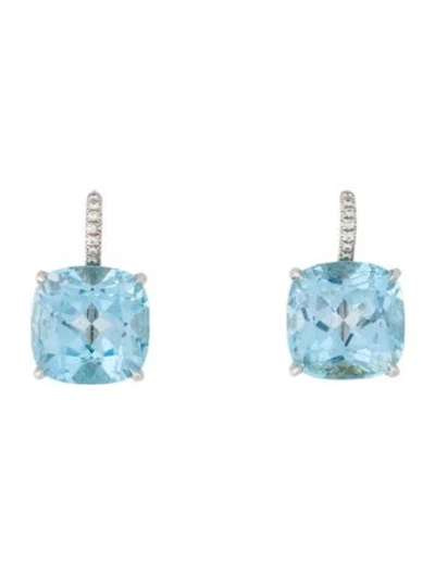 Pre-owned Earrings Platinum 19.41ctw Topaz & Diamond Drop  In Multi