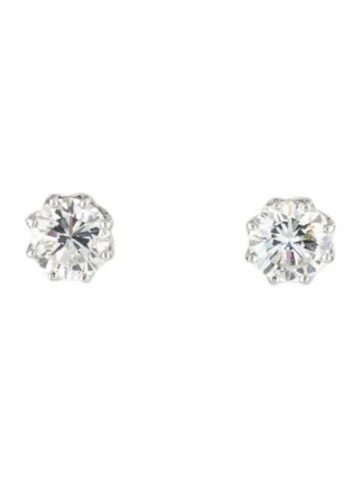 Pre-owned Earrings Platinum 2.03ctw Diamond Stud  In Multi