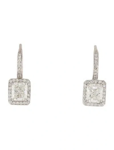 Pre-owned Earrings Platinum 2.09ctw Diamond Drop  In Multi