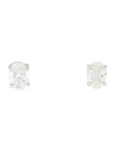 Pre-owned Earrings Platinum 2.24ctw Diamond Stud  In Multi