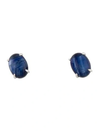 Pre-owned Earrings Platinum 2.40ctw Sapphire Stud  In Multi