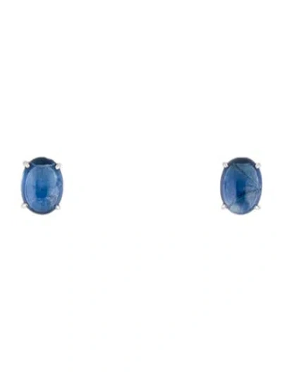 Pre-owned Earrings Platinum 2.87ctw Sapphire Stud  In Multi
