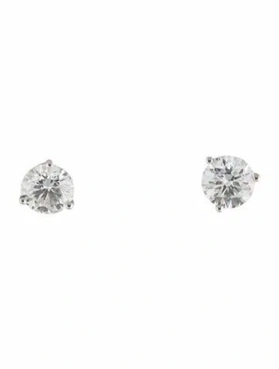 Pre-owned Earrings Platinum 3.08ctw Diamond Stud  In Multi