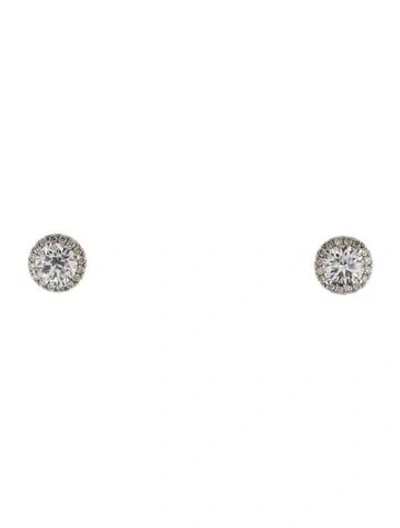 Pre-owned Earrings Platinum 3.42ctw Diamond Stud  In Multi