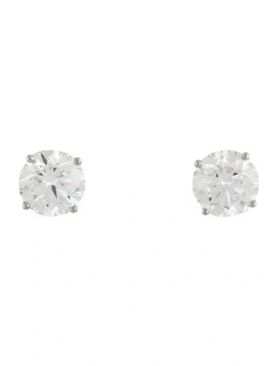 Pre-owned Earrings Platinum 4.00ctw Lab-grown Diamond Solitaire Stud  In Multi