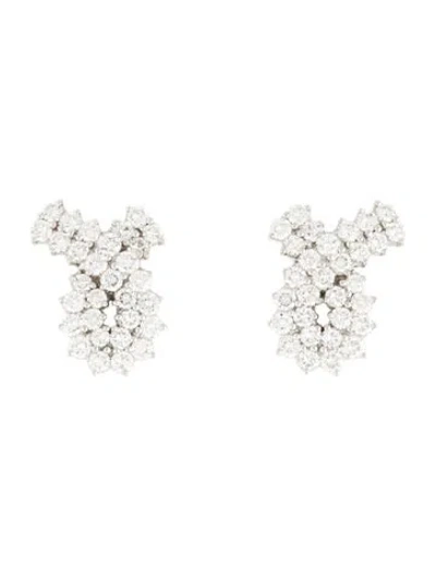 Pre-owned Earrings Platinum 4.18ctw Diamond Ribbon Earclips In Multi