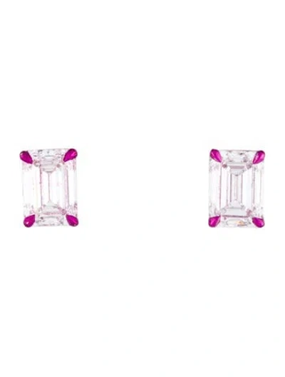 Pre-owned Earrings Platinum 4.25ctw Lab-grown Diamond Stud  In Multi