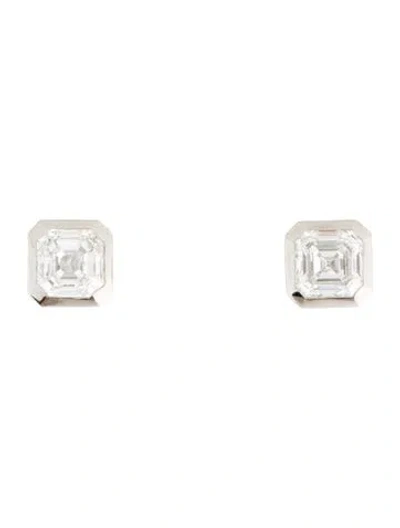 Pre-owned Earrings Platinum 4.38ctw Lab-grown Diamond Stud  In Multi