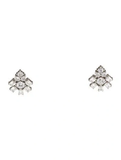 Pre-owned Earrings Platinum 4.42ctw Lab-grown Diamond Cluster Stud  In Multi