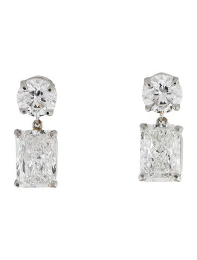 Pre-owned Earrings Platinum 6.88ctw Lab-grown Diamond Drop  In Multi