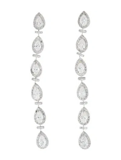 Pre-owned Earrings Platinum 8.20ctw Diamond Drop  In Multi