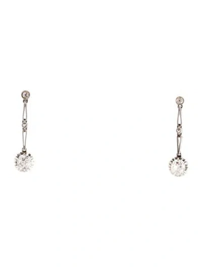 Pre-owned Earrings Platinum Diamond Drop  In Multi