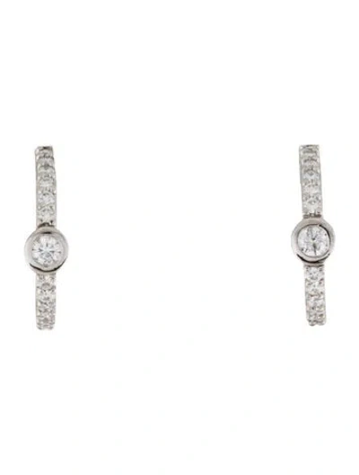 Pre-owned Earrings Platinum Diamond Hoop  In Multi