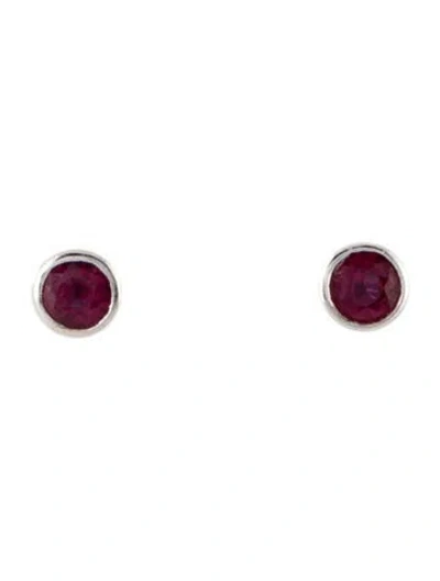 Pre-owned Earrings Platinum Ruby Stud  In Multi