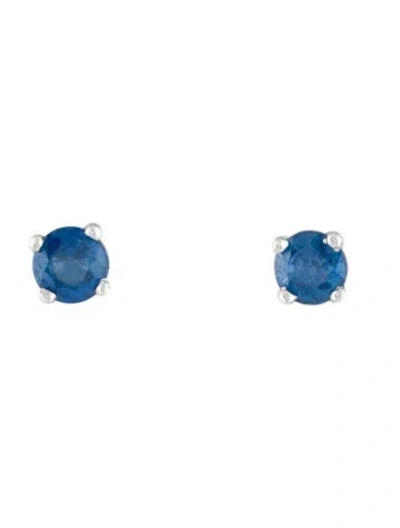 Pre-owned Earrings Platinum Sapphire Stud  In Multi