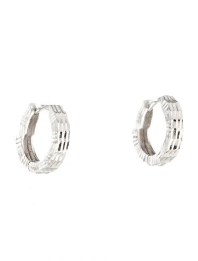 Pre-owned Earrings Platinum Textured Huggie  In Multi