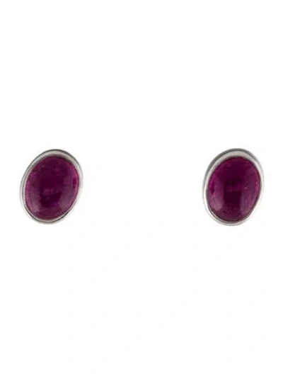 Pre-owned Earrings Platinum Tourmaline Stud  In Multi