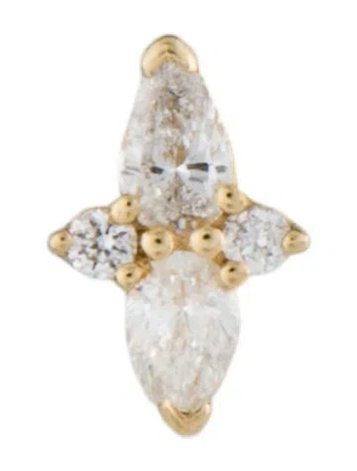 Pre-owned Earrings Porter Lyons 14k Diamond Threaded Flat Back Single Stud Earring In Multi