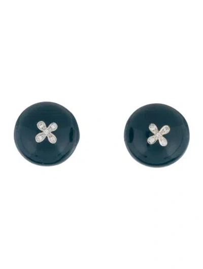 Pre-owned Earrings Rudolf Friedmann 14k Enamel & Diamond Clip On  In Multi