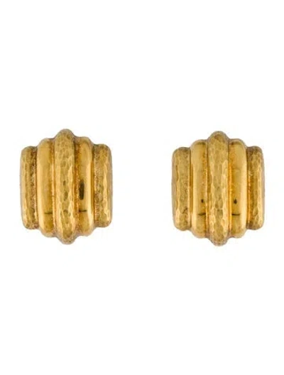 Pre-owned Earrings Rudolf Friedmann 18k Textured Earclips In Multi