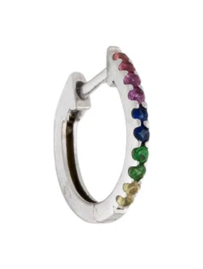 Pre-owned Earrings Sabrina Designs 14k Sapphire & Tsavorite Rainbow Single Huggie Earring In Multi
