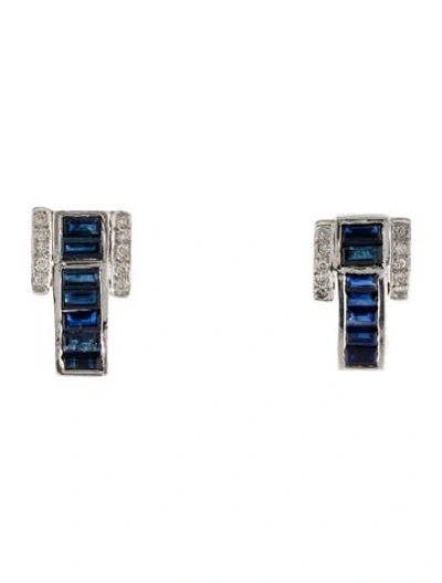 Pre-owned Earrings Sapphire & Diamond Earclip  In Multi