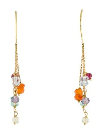 Pre-owned Earrings Sweet Pea 18k Multistone Love Is Love Long Hook