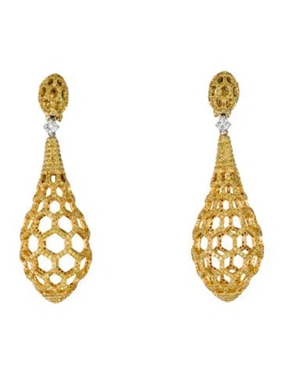 Pre-owned Earrings Two-tone 18k 4.22ctw Diamond Convertible Earclip Drop  In Multi