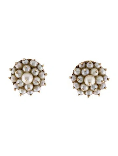 Pre-owned Earrings Vintage 14k Pearl Clip-on  In Multi