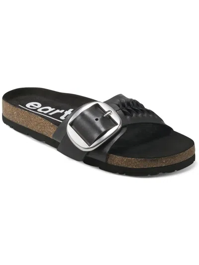 Earth Albina Womens Casual Faux Leather Flatform Sandals In Black