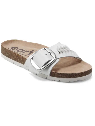 Earth Albina Womens Casual Faux Leather Flatform Sandals In White