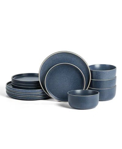 Earth & Clay Amber 12 Pc. Dinnerware Set, Service For 4 In Blue