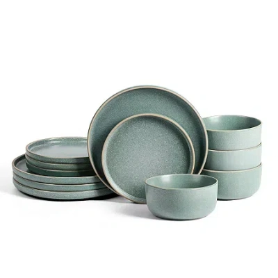 Earth & Clay Amber 12-pc. Stoneware Dinnerware Set In Blue