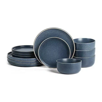 Earth & Clay Amber 12-pc. Stoneware Dinnerware Set In Blue