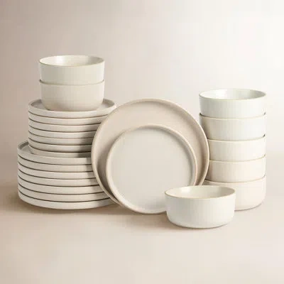 Earth & Clay Amber 24-piece Dinnerware Set Stoneware In White
