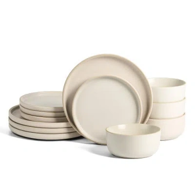 Earth & Clay Amber Stoneware 12-piece Dinnerware Set In White Speckled