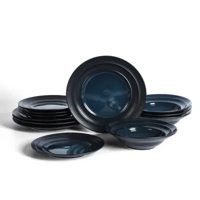 Earth & Clay Celeste 12-piece Dinnerware Set Stoneware In Blue