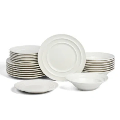 Earth & Clay Celeste Stoneware 24-piece Dinnerware Set In White