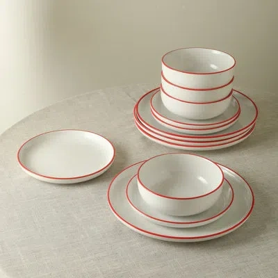 Earth & Clay Ezra 12-piece Dinnerware Set Stoneware In Red