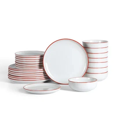 Earth & Clay Ezra 24-piece Dinnerware Set Stoneware In Red