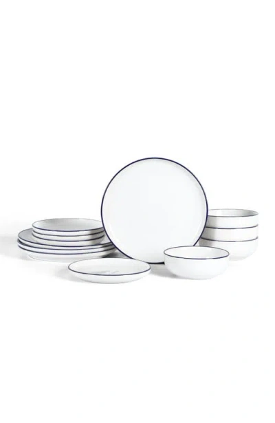 Earth & Clay Ezra Stoneware 12-piece Dinnerware Set In Blue