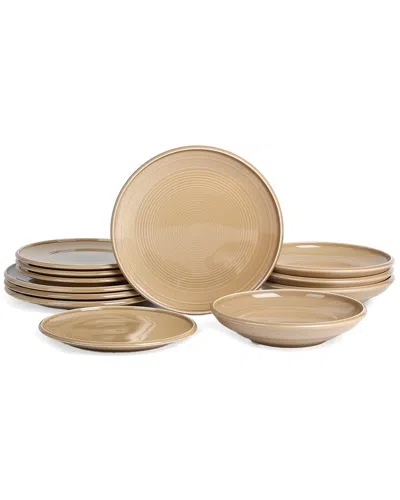 Earth & Clay Harmony 24pc Stoneware Dinnerware Set In Gold