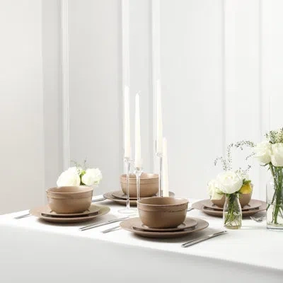Earth & Clay Hazel 12-piece Dinnerware Set Stoneware In Beige
